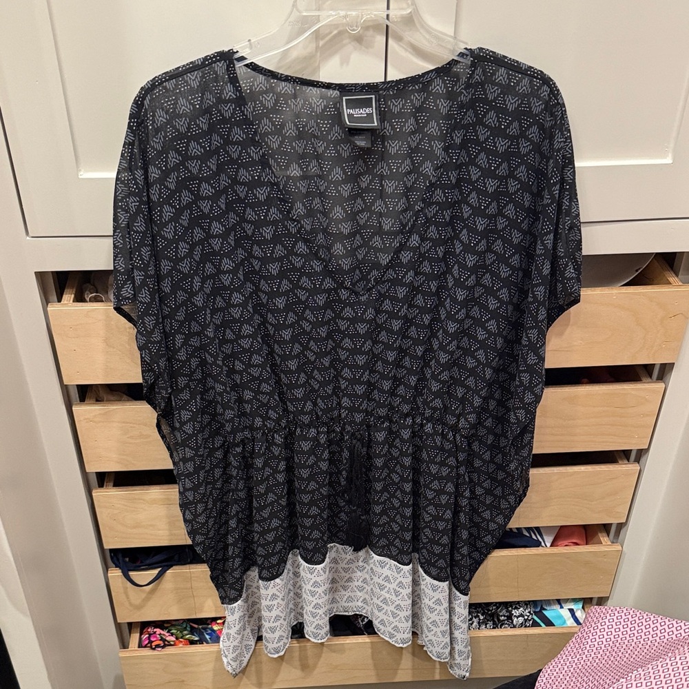 Chic Black and White Patterned Swim Coverup